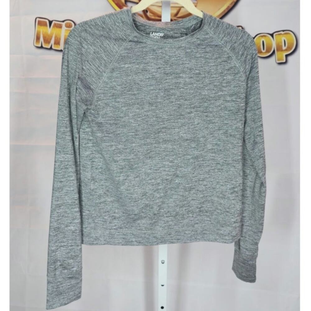 Lands' End Girls Heather Gray Long Sleeve Shirt Size XL